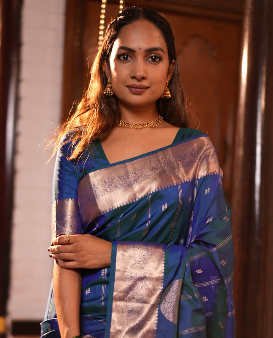 Peacock Green Vasundhara Silk Saree