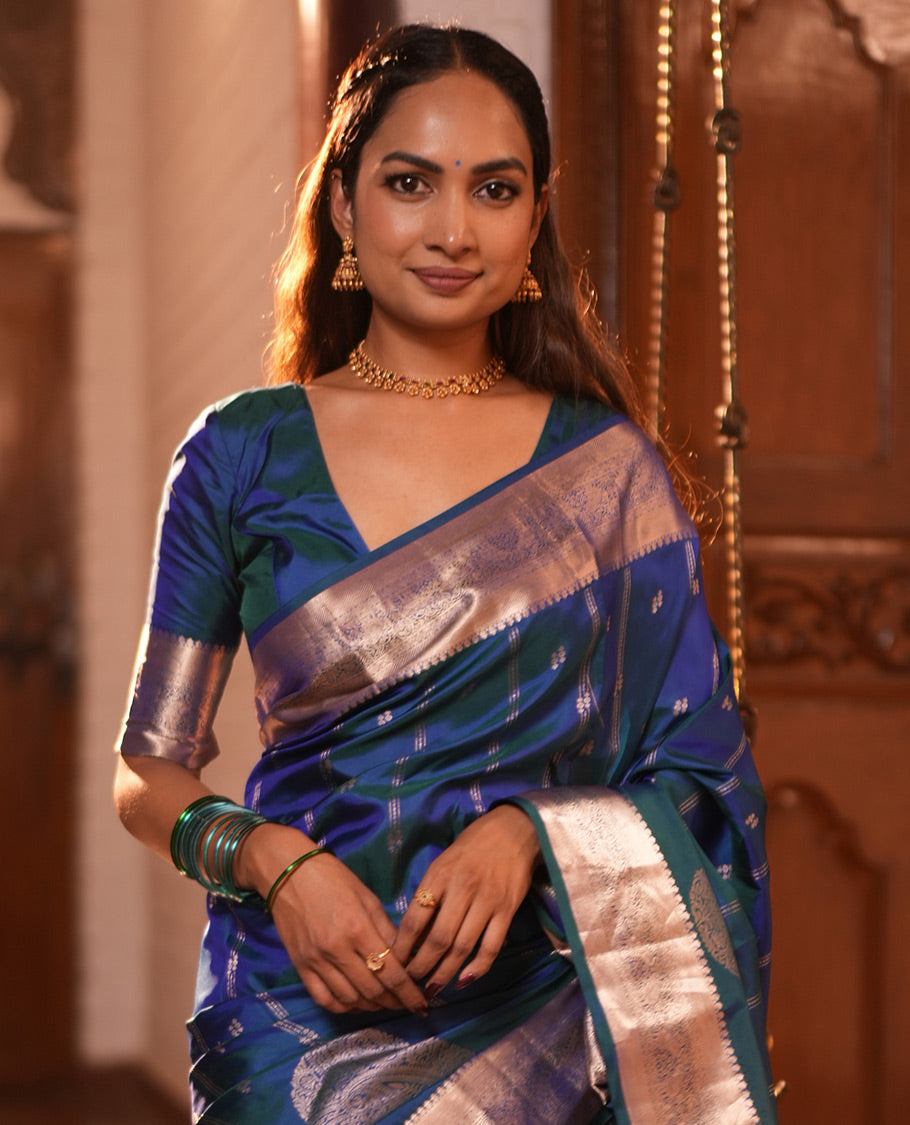 Peacock Green Vasundhara Silk Saree