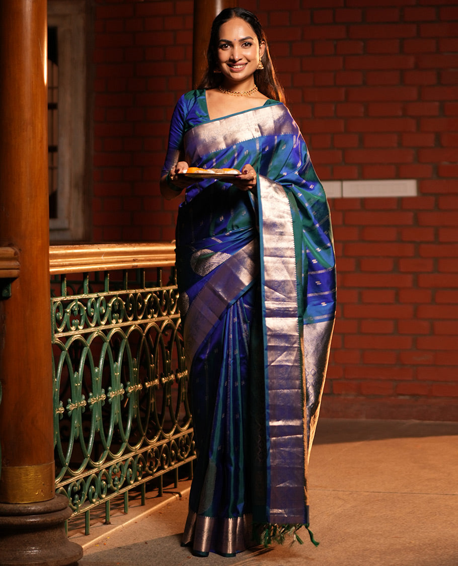 Peacock Green Vasundhara Silk Saree