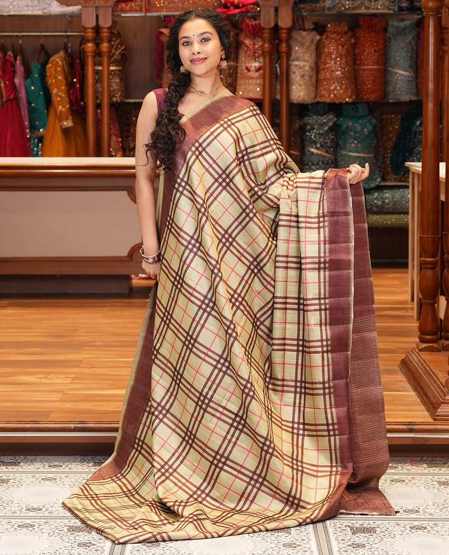 Green Fancy Tussar Silk Saree