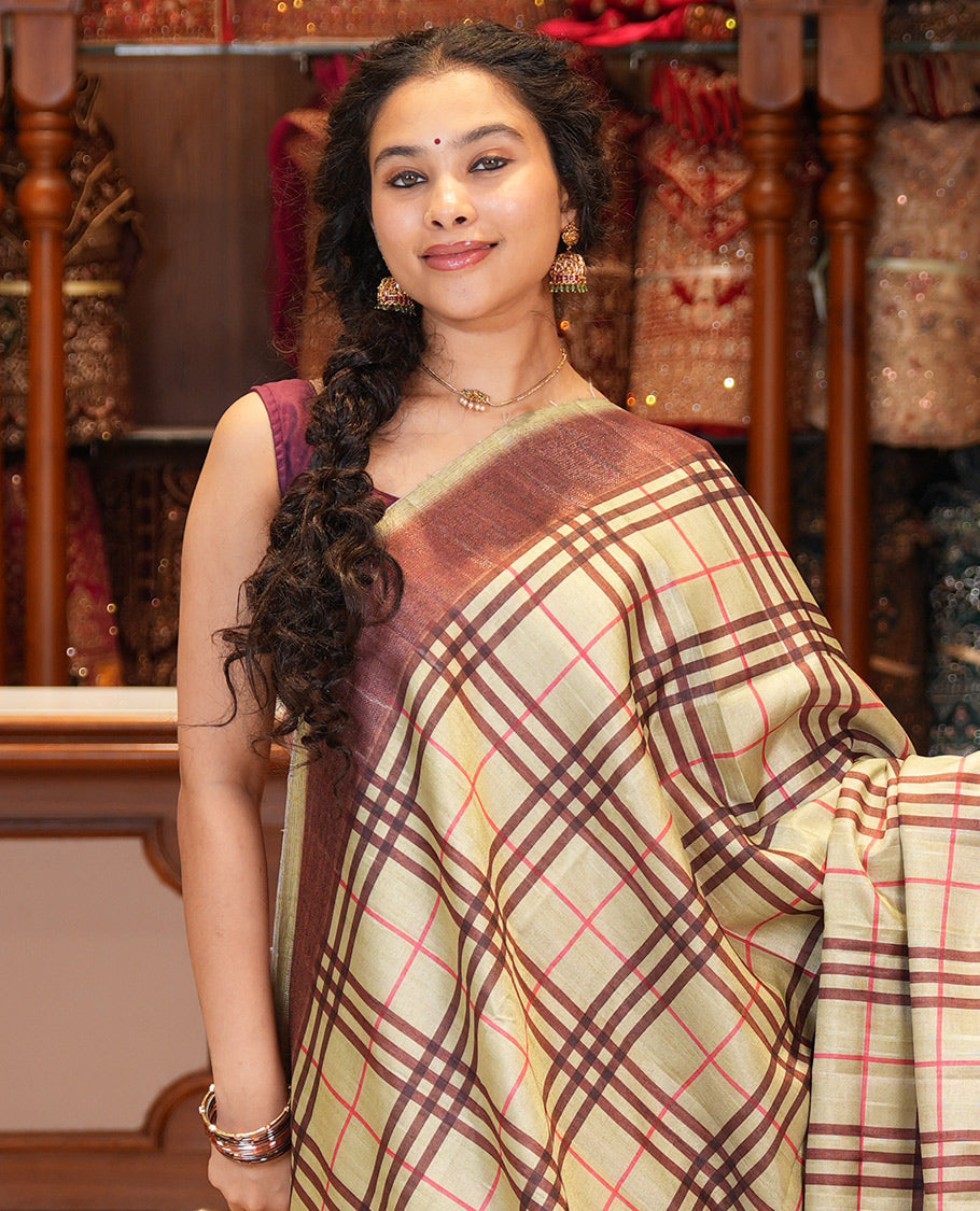 Green Fancy Tussar Silk Saree