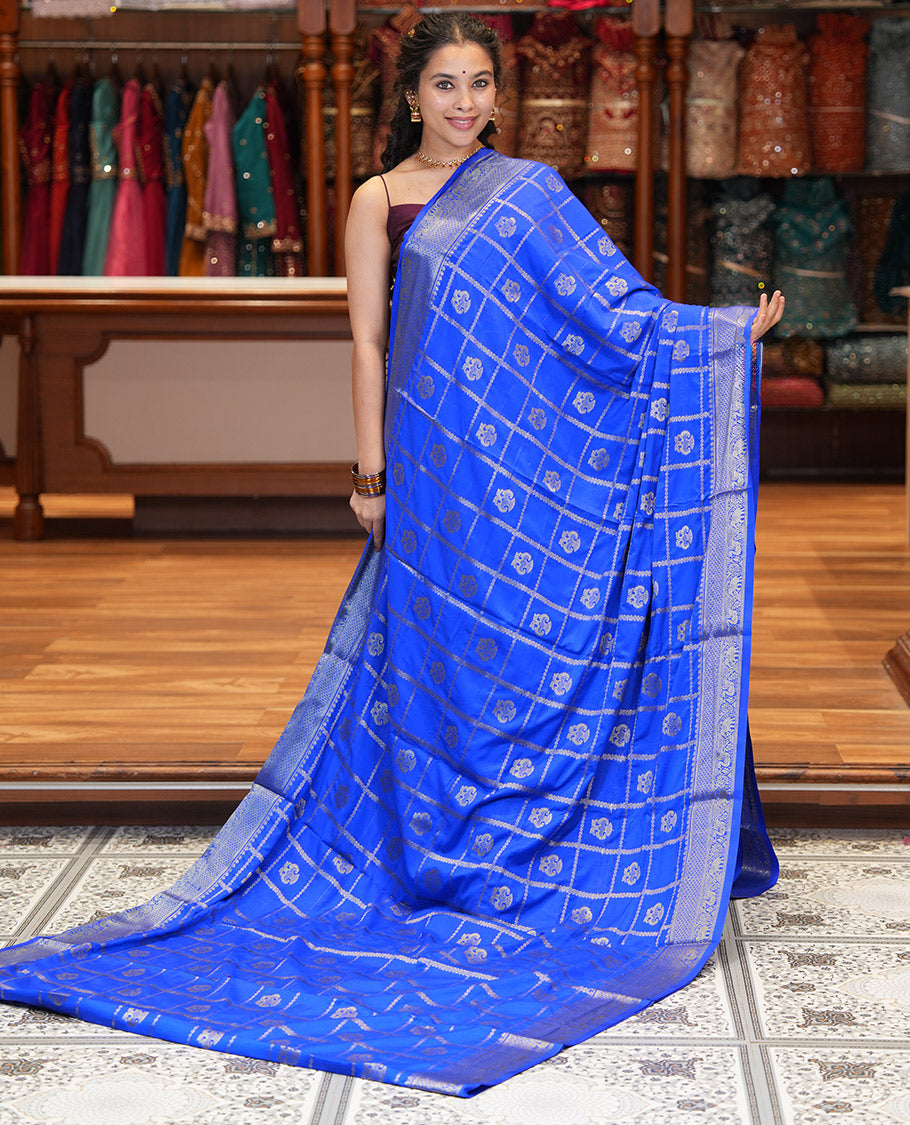 M.s Blue Fancy Mysore Silk Saree