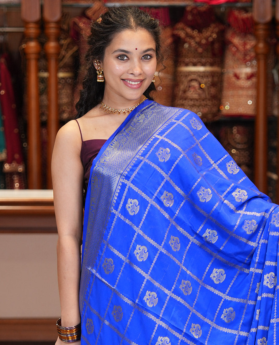 M.s Blue Fancy Mysore Silk Saree