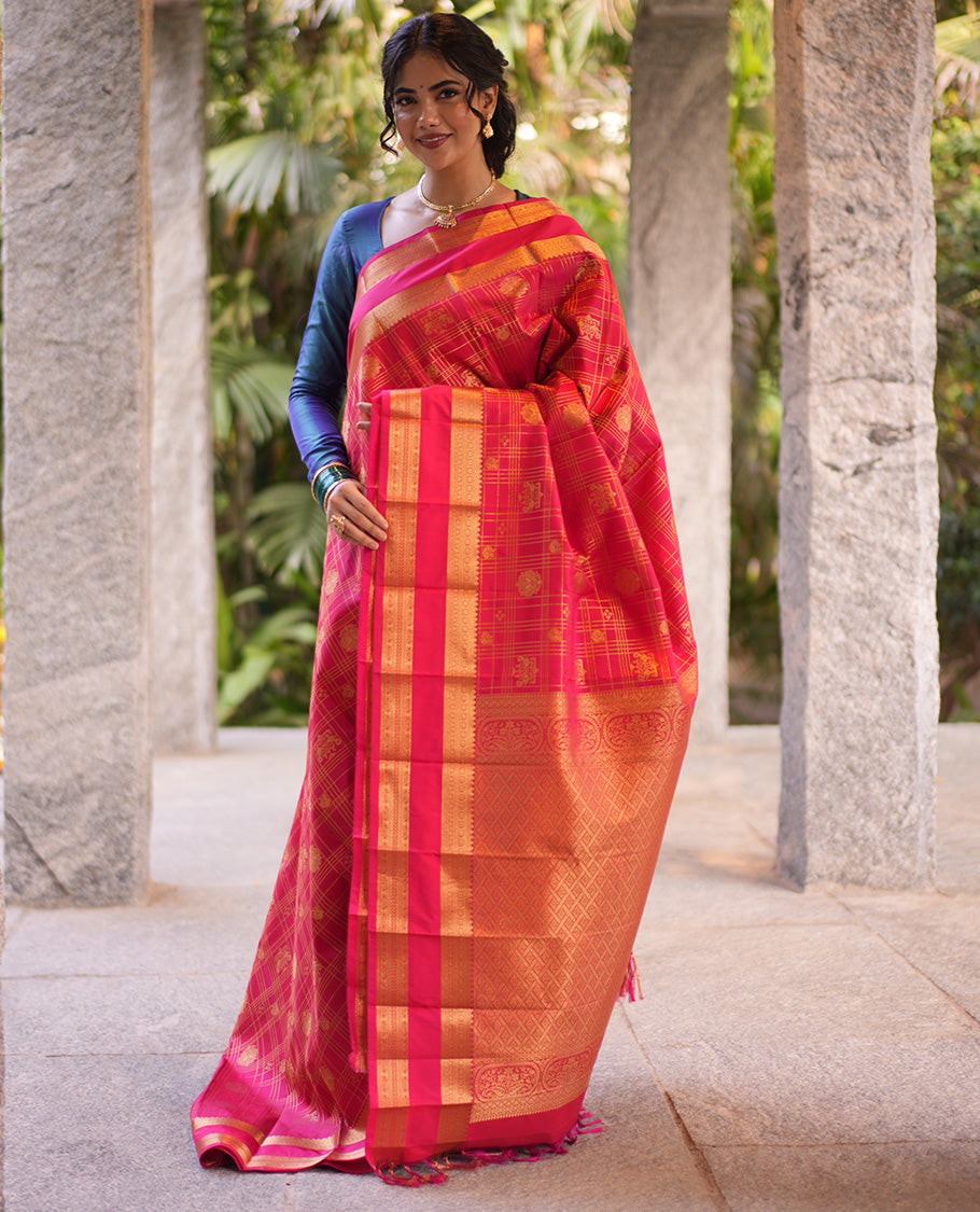 Reddish Pink Budget Silk Saree