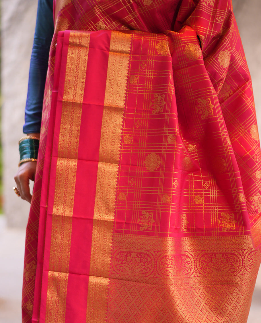 Reddish Pink Budget Silk Saree