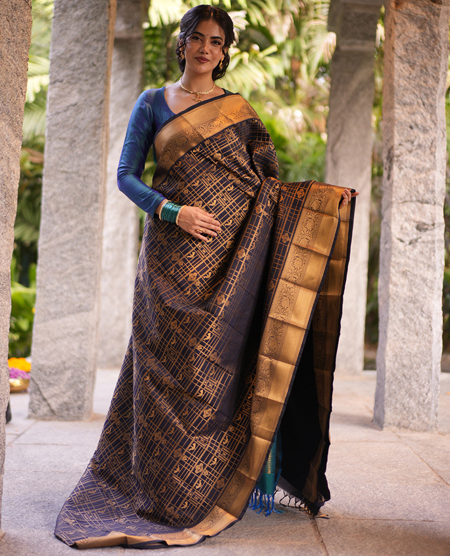 Navy Blue Budget Silk Saree