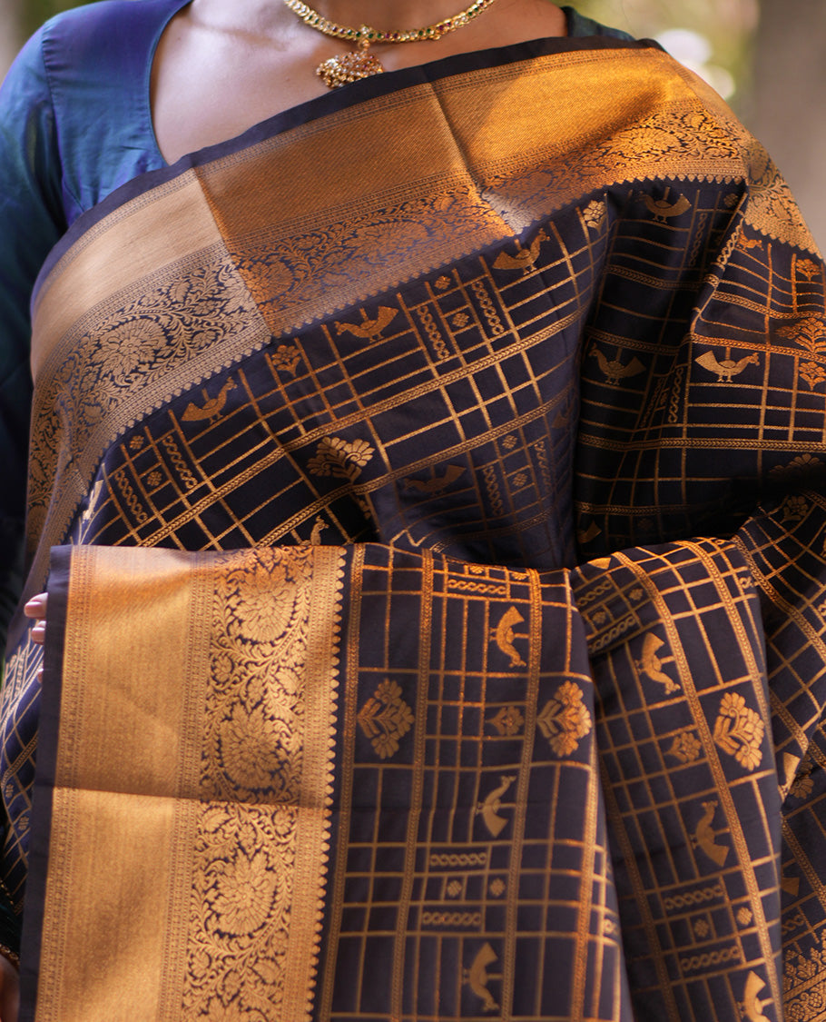 Navy Blue Budget Silk Saree