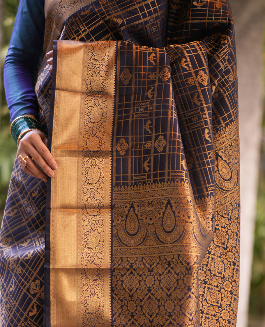 Navy Blue Budget Silk Saree