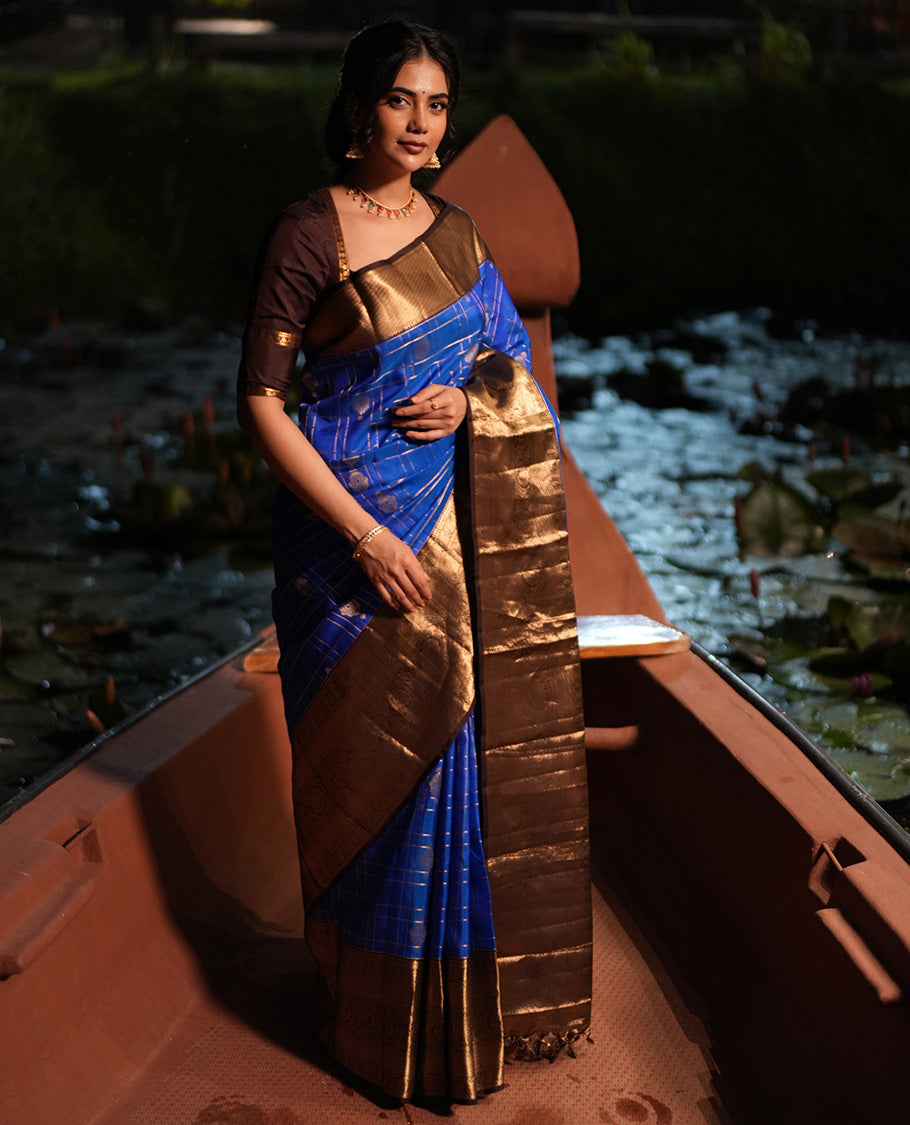 Blue and Brown Vasundhara Silk Saree
