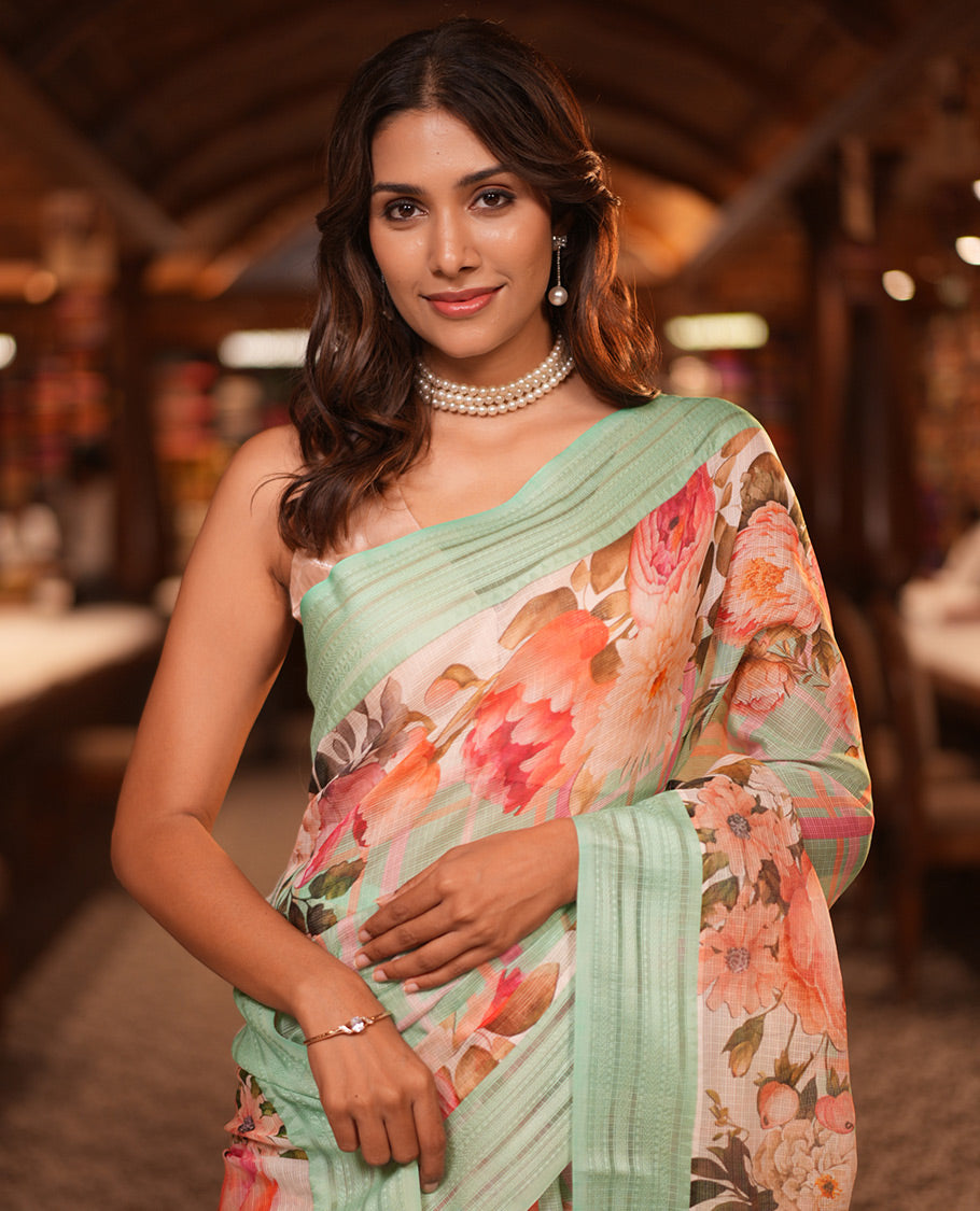 Sea Green Kota Saree