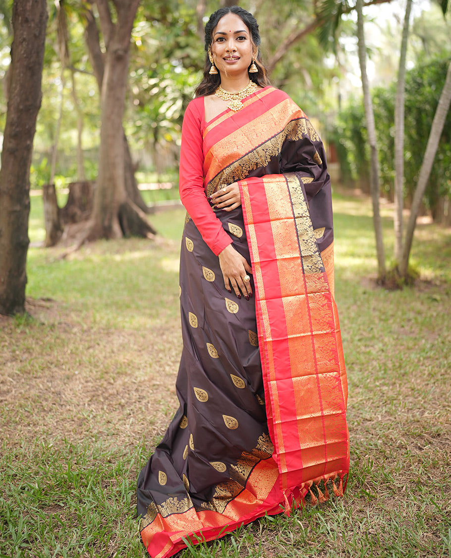 Wine-Red Budget Silk Saree