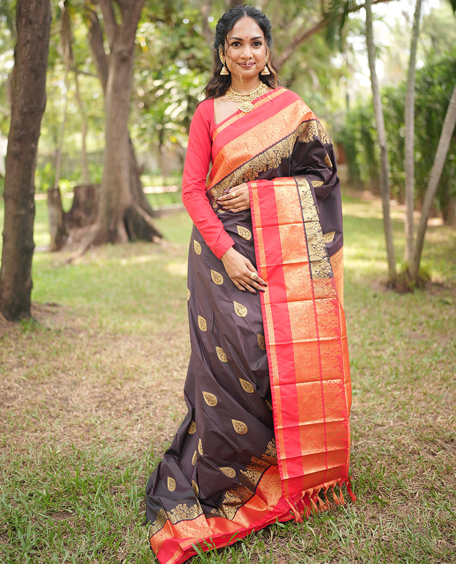 Wine-Red Budget Silk Saree