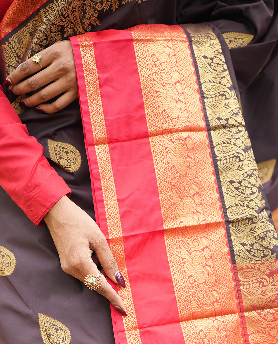 Wine-Red Budget Silk Saree
