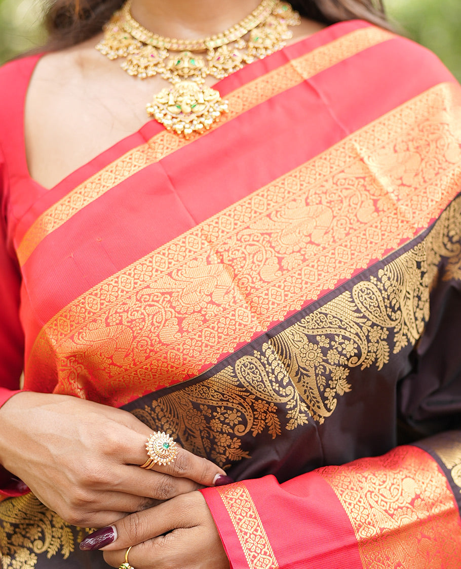 Wine-Red Budget Silk Saree