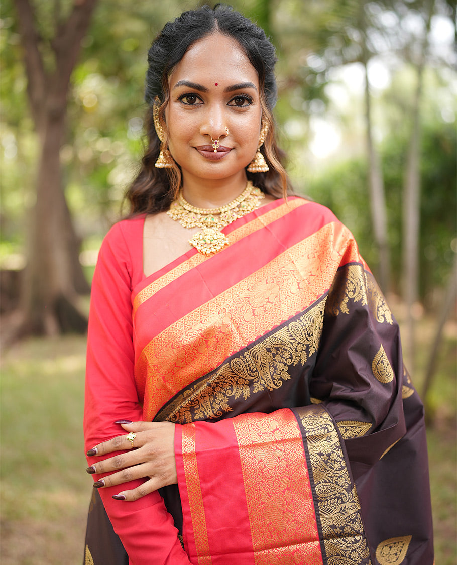 Wine-Red Budget Silk Saree