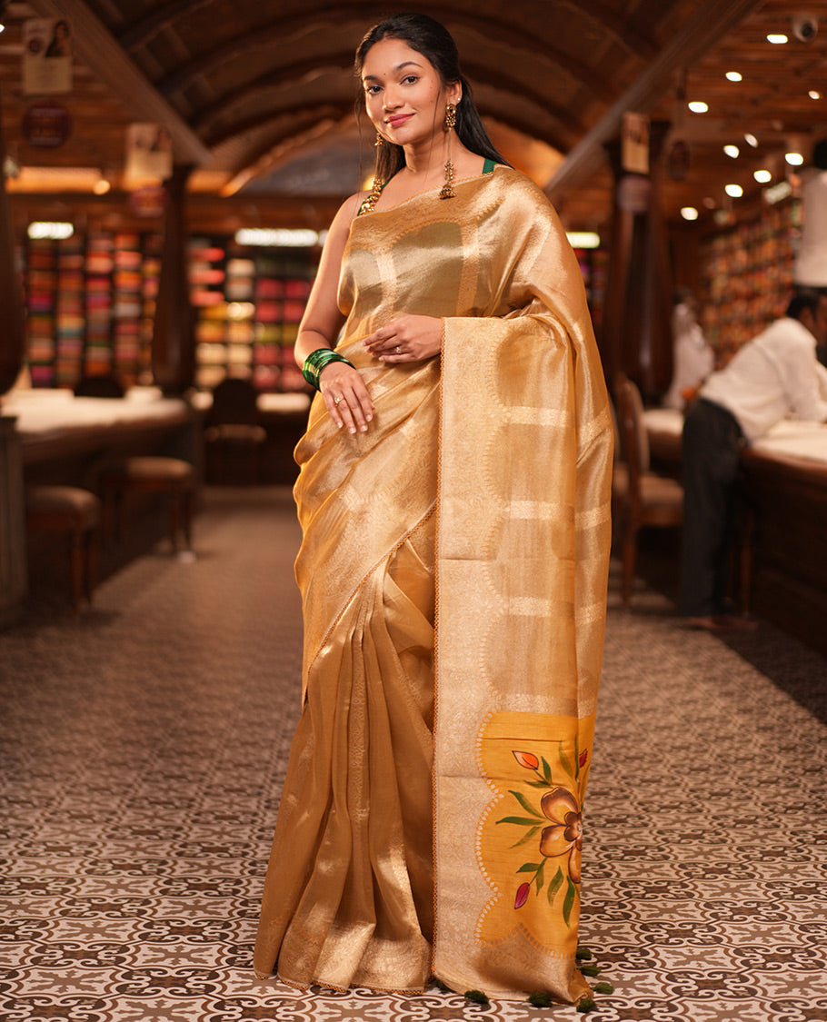 Mustard Fancy Organza Saree