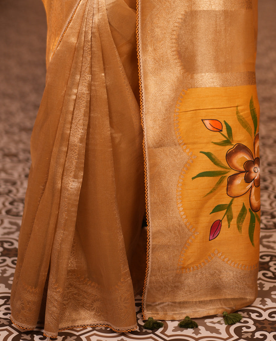 Mustard Fancy Organza Saree