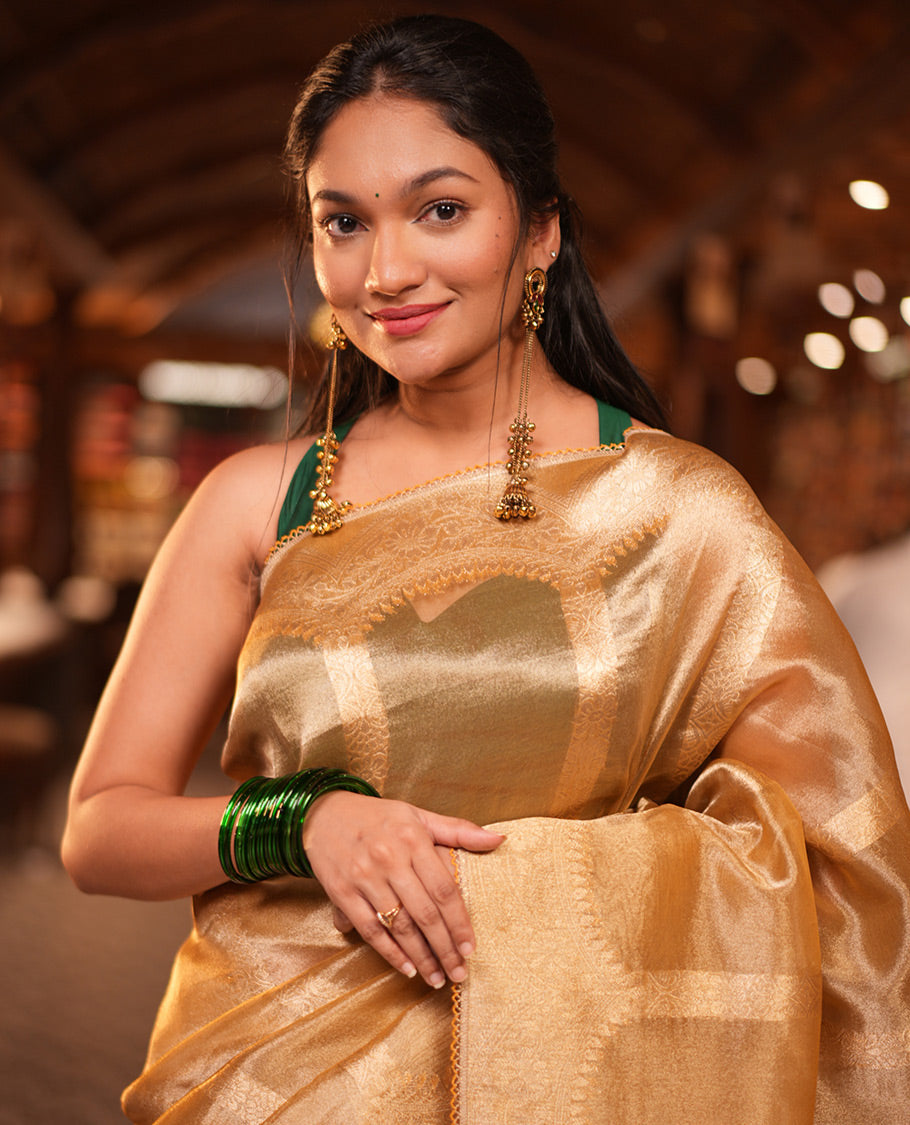 Mustard Fancy Organza Saree