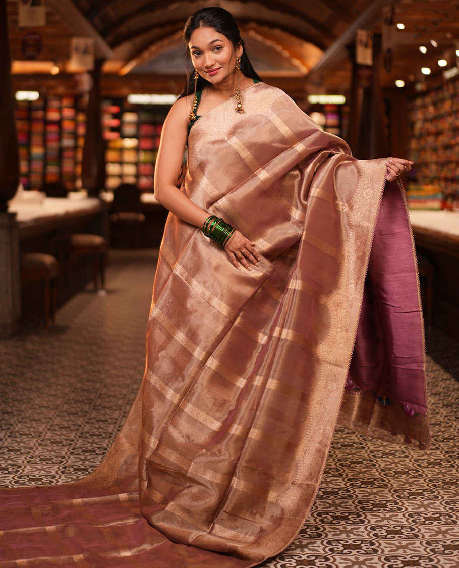 Onion Pink Fancy Organza Saree