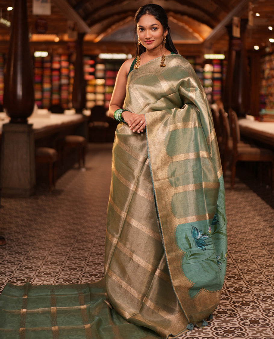 Sea Green Fancy Organza Saree