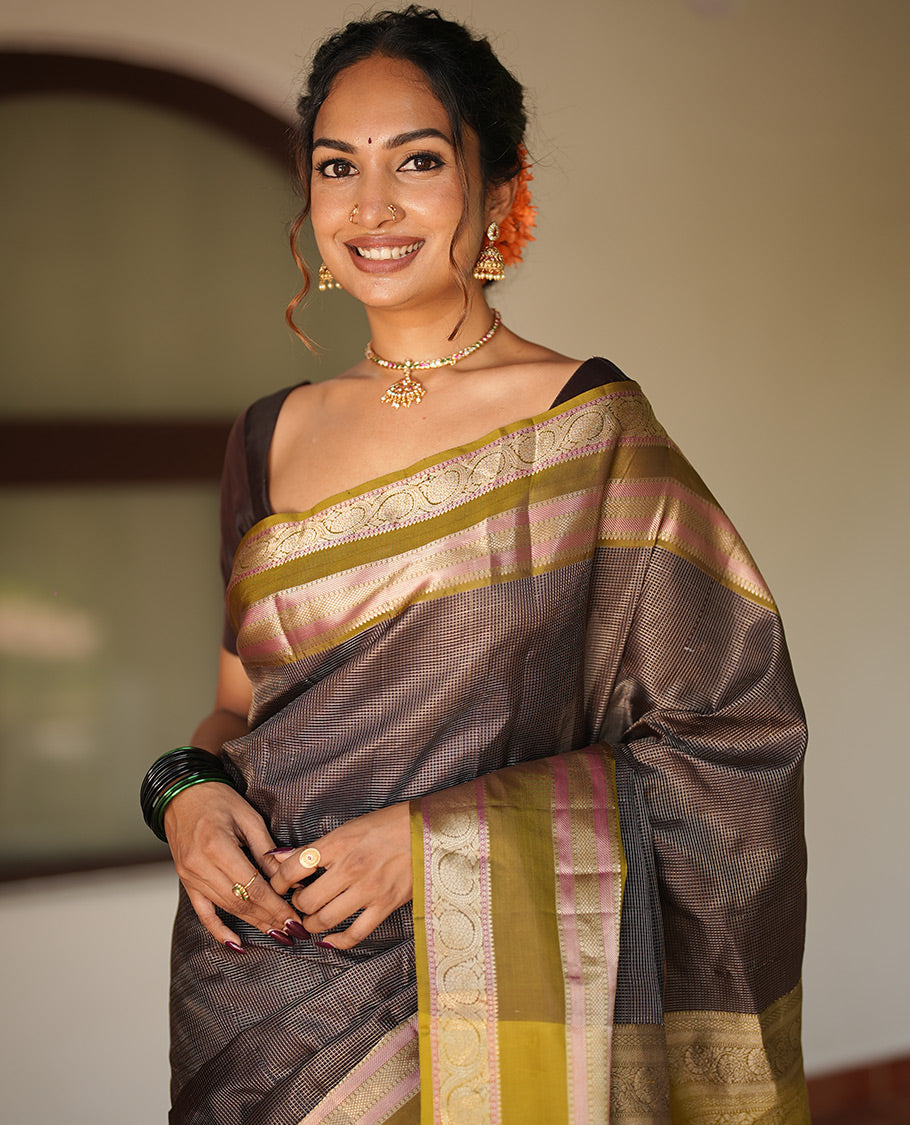 Brown-Mehendi Green Vasundhara Silk Saree