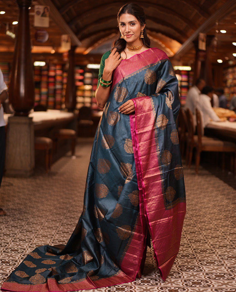 Blue Butta Fancy Tussar Saree