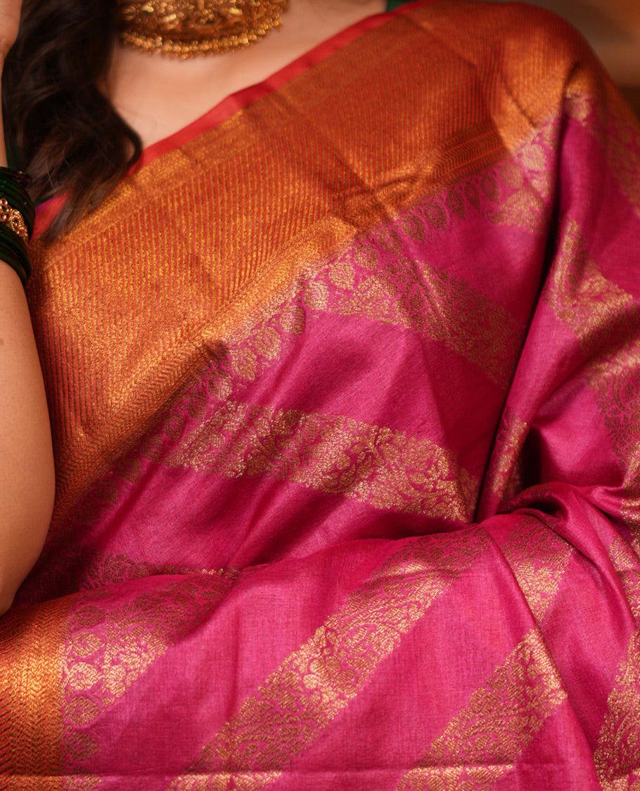 Red Fancy Tussar Saree