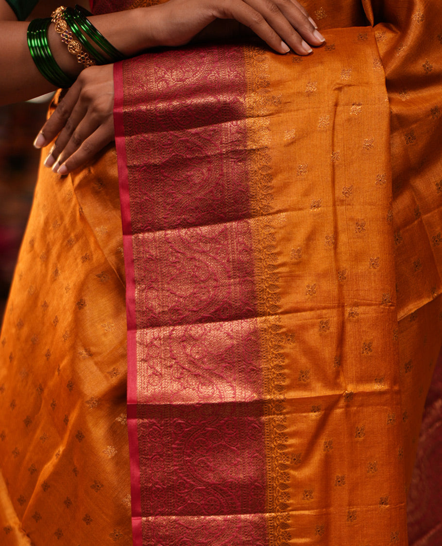 Yellow Fancy Tussar Saree