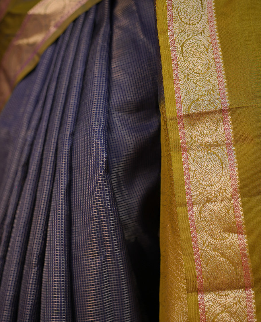Navy Blue-Light Green Vasundhara Silk Saree