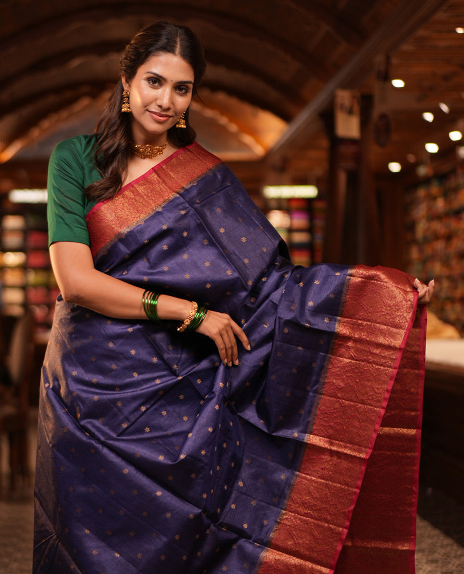 Blue Fancy Tussar Saree