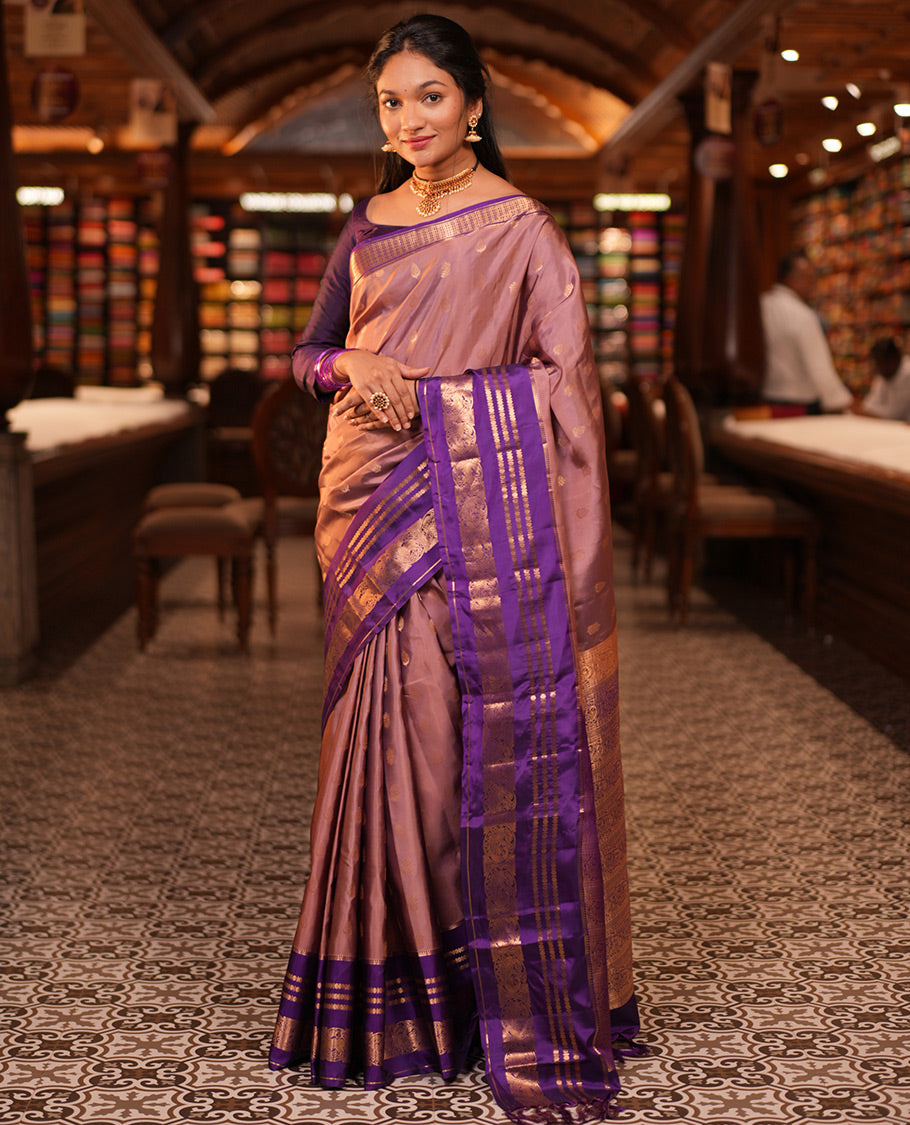 Onion Pink-Violet Vasundhara Lite Silk Mix Saree