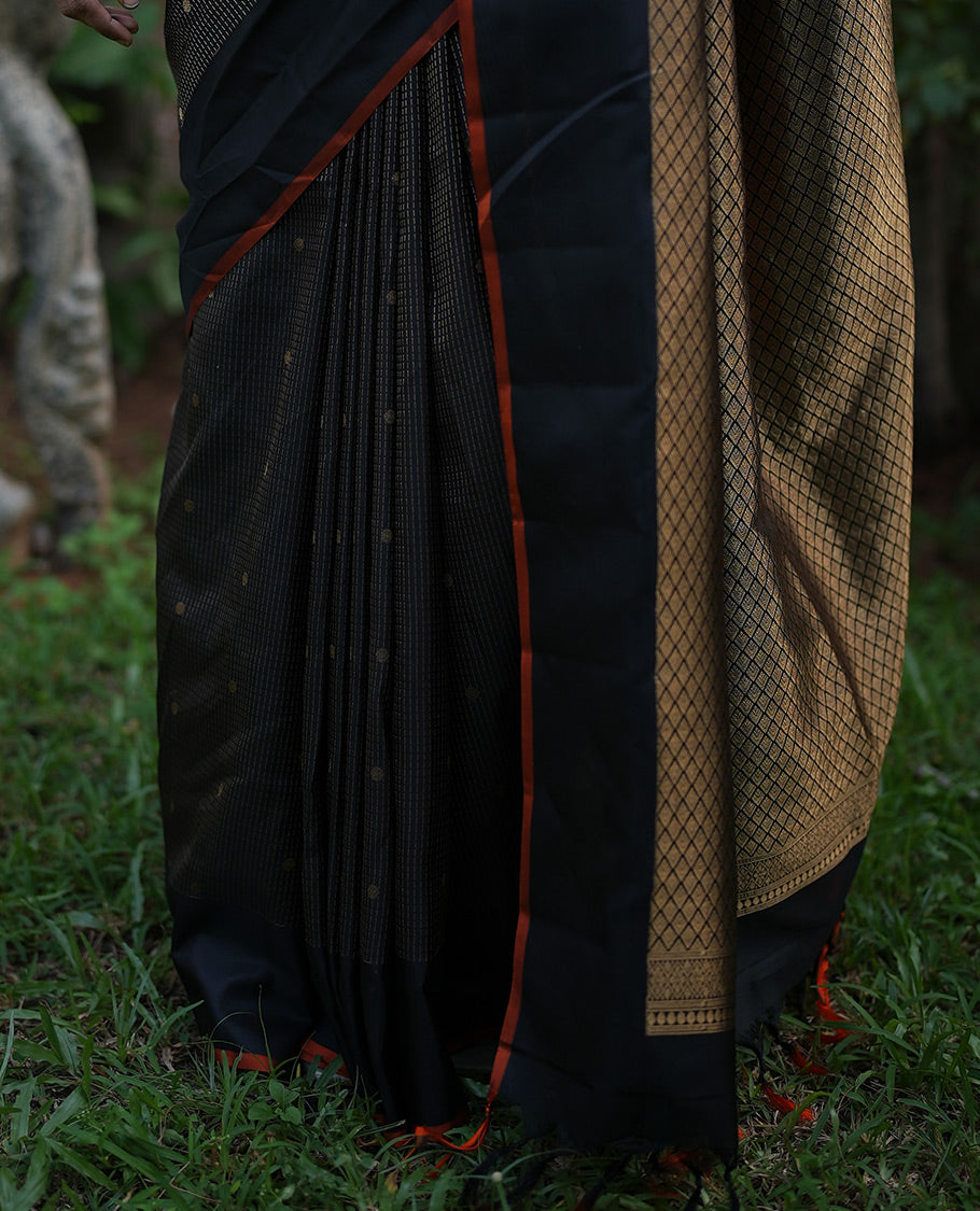 Black-Orange Vasundhara Silk Saree