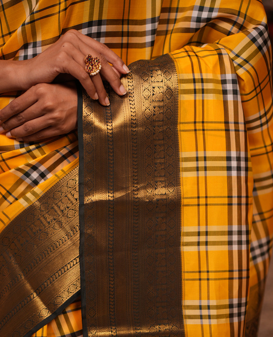 Yellow-Green Vasundhara Lite Silk Saree
