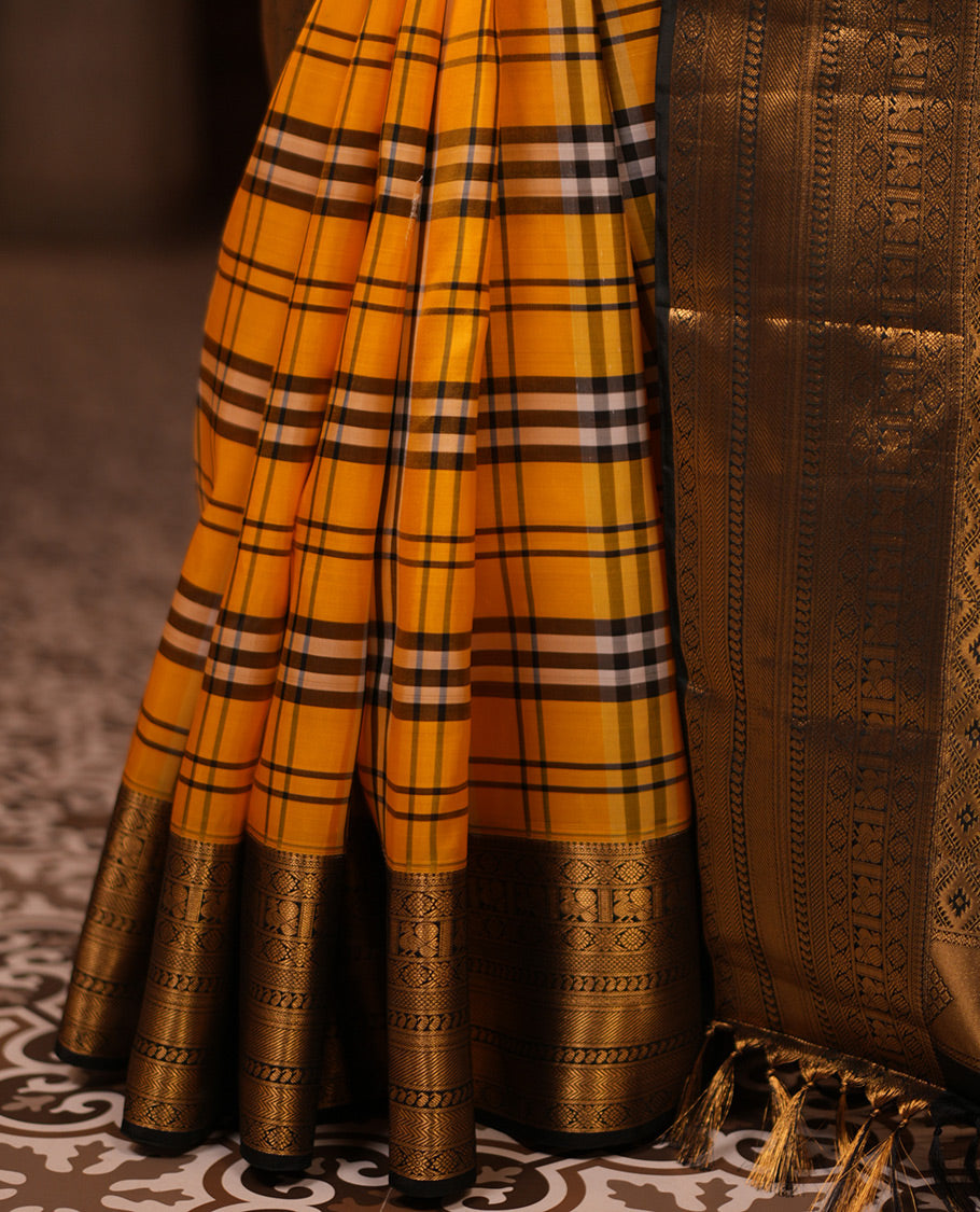 Yellow-Green Vasundhara Lite Silk Saree