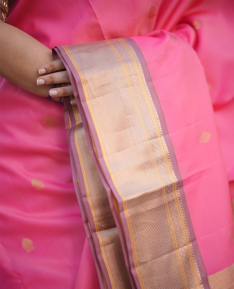 Pink-Light Chocolate Vasundhara Lite Silk Mix Saree