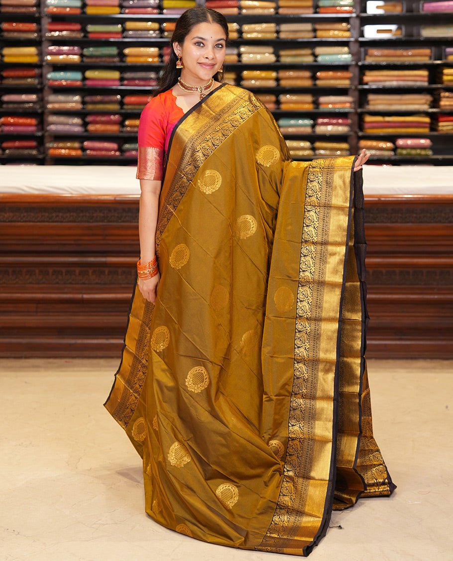 Mehendi Green-Brown Budget Silk Saree