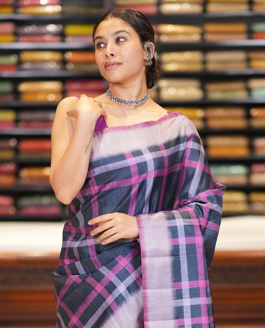 Purple Classic Fancy Tussar Silk Saree