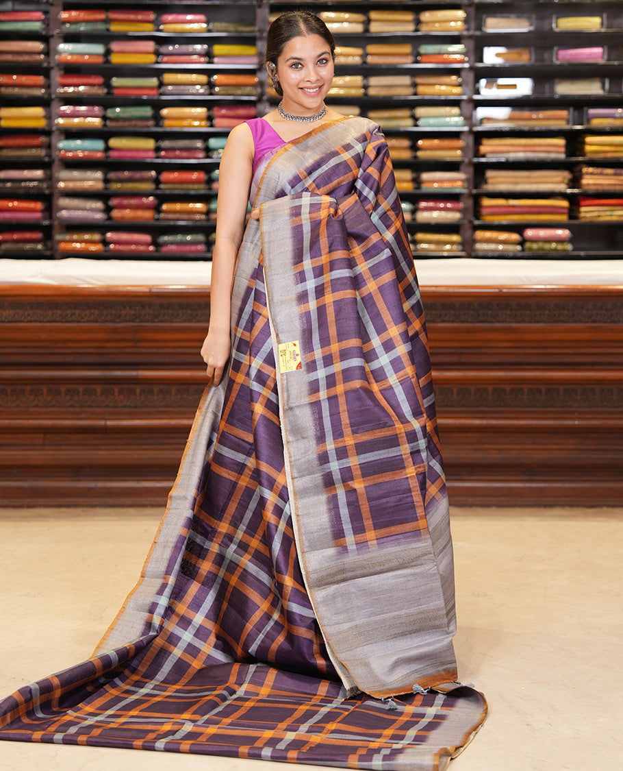 Brown Classic Fancy Tussar Silk Saree