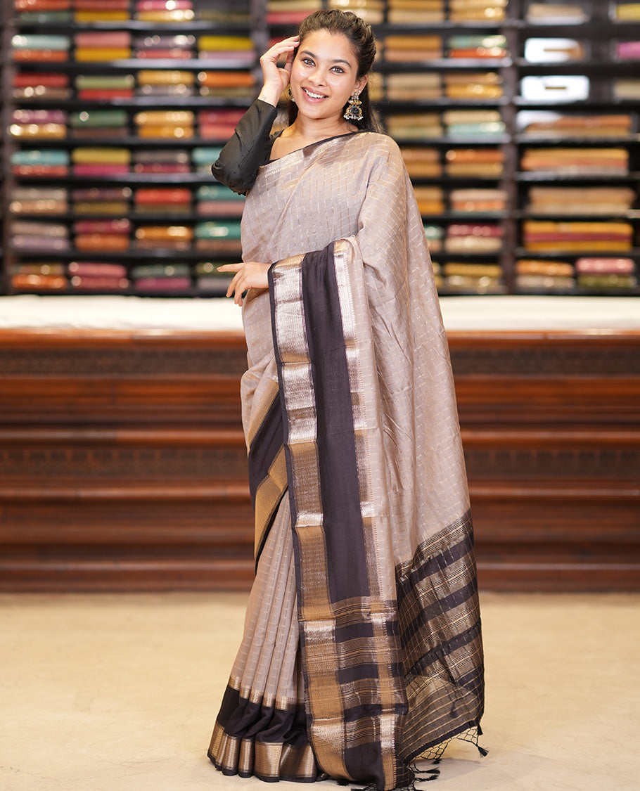Chikku-Black Assam Silk Saree