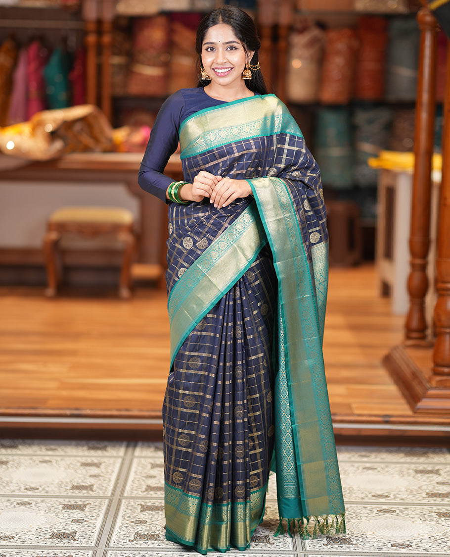 Navy Blue-Saffire Blue Budget Silk Saree