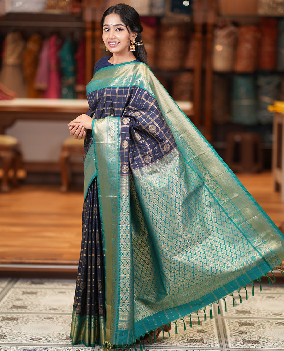 Navy Blue-Saffire Blue Budget Silk Saree