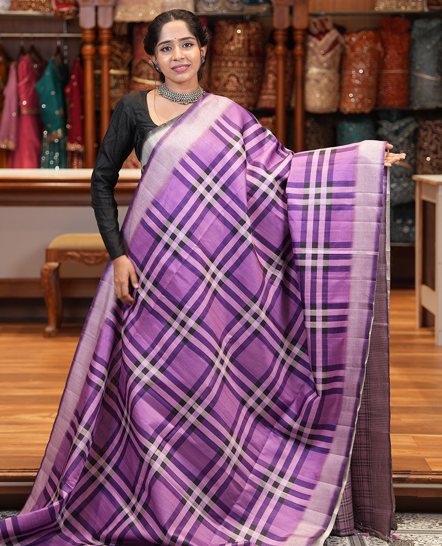 Lavender Fancy Tussar Silk Saree