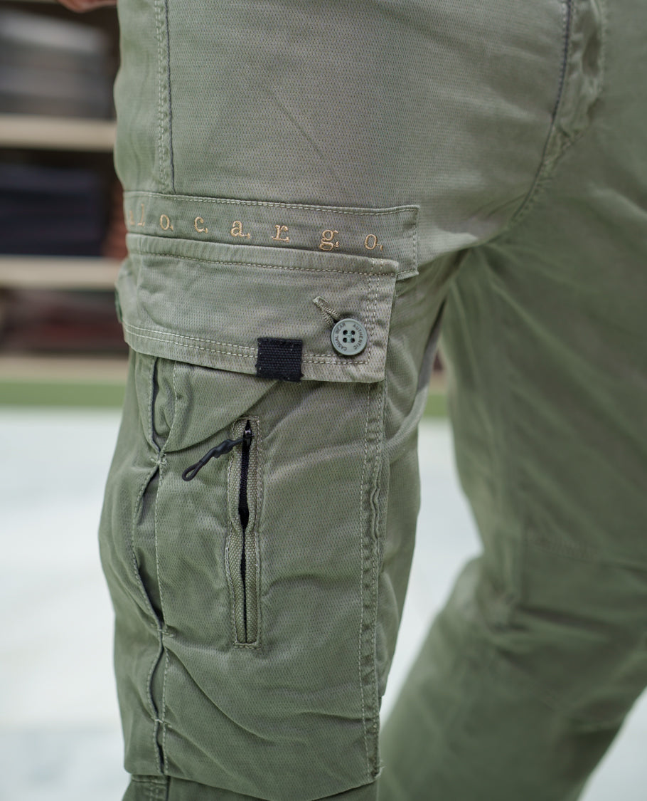 Light Green Plain Cotton Cargo Trousers Comes with Straight Fit and Regular Length