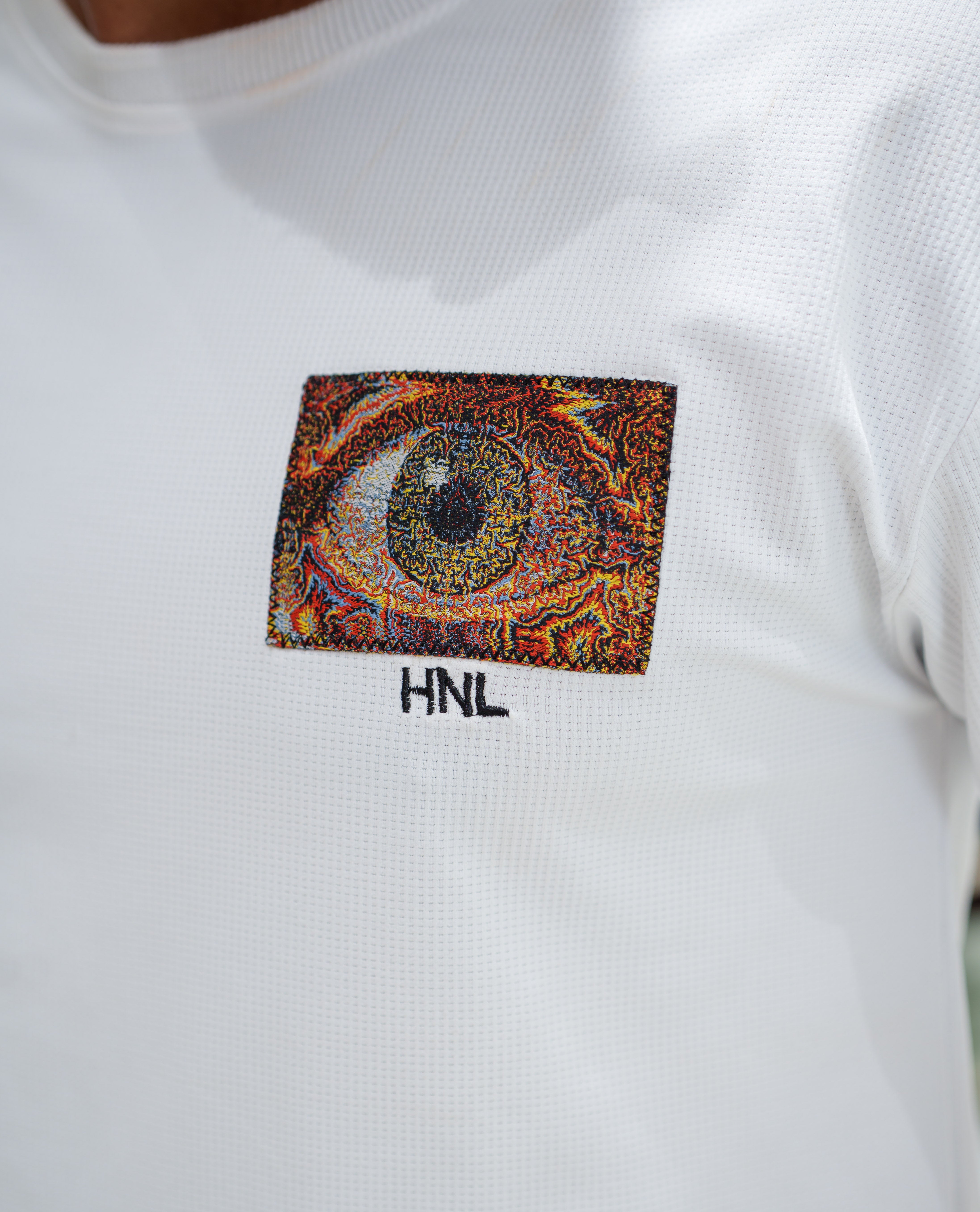 White Cotton-Blended T-shirt, Comes with a Unique Back Print, Half-sleeves, Crew Neck, Oversized Fit, and Regular Length