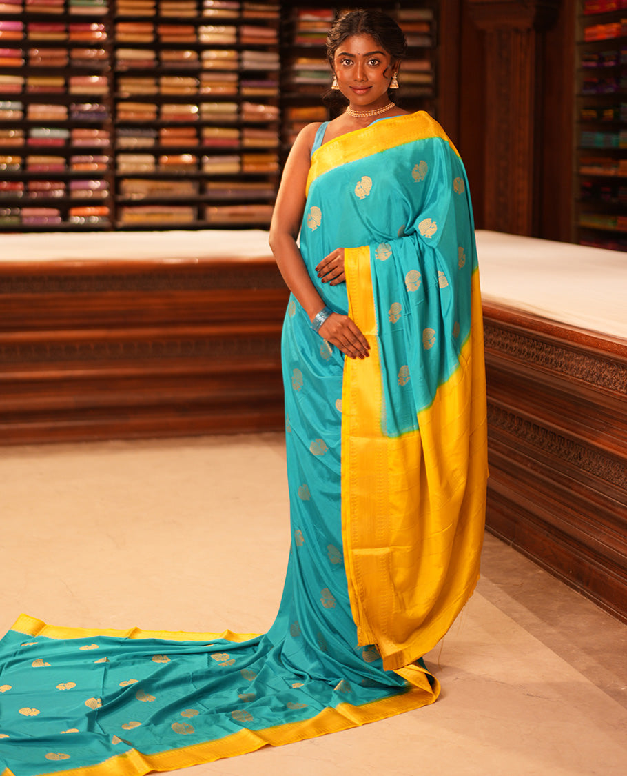 Blue Buttas Mysore Silk Saree