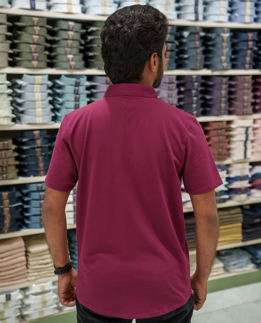 Red Cotton-Blended Casual Shirt Comes with Intricate Print, Spread Collar, Half Sleeves, Regular Fit, and Regular Length