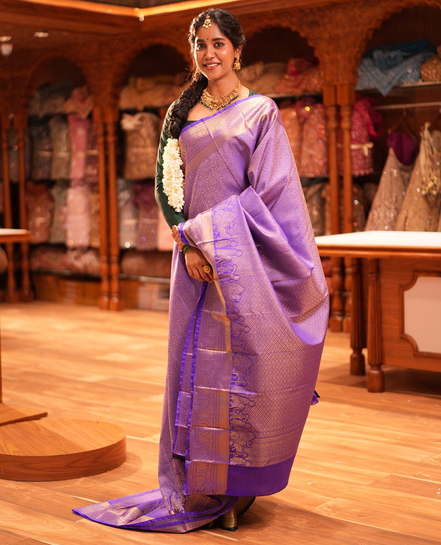 Violet jacquard Saree