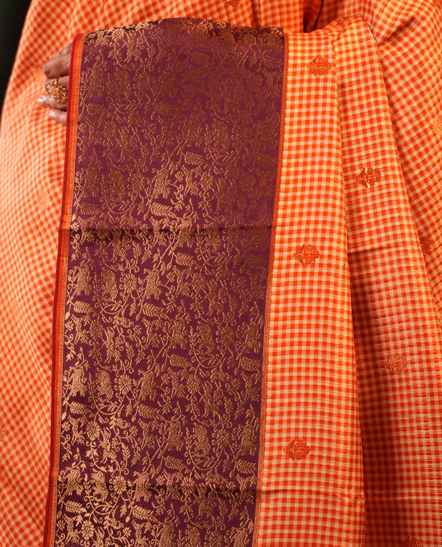 Rust Fancy Mysore Silk Saree