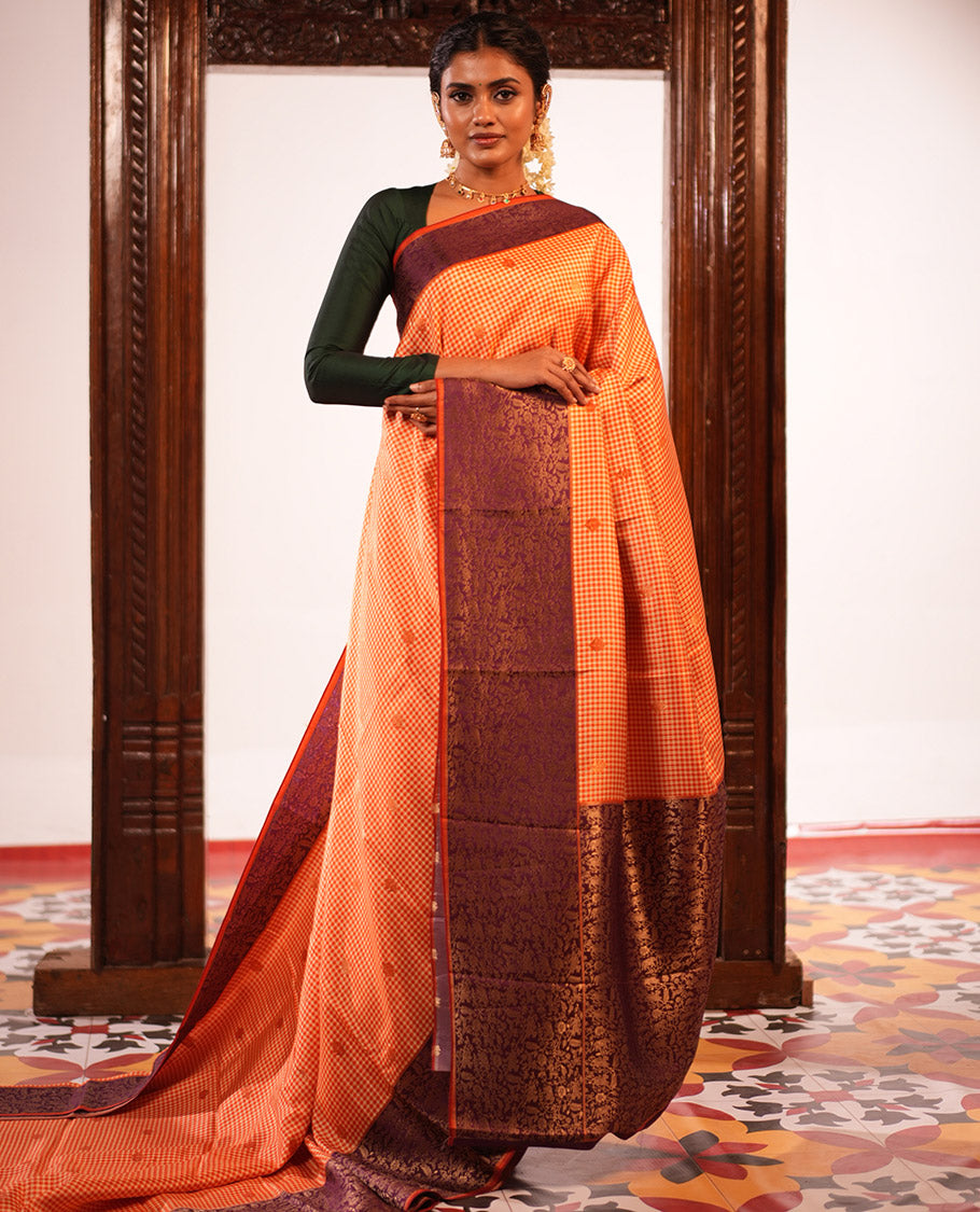Rust Fancy Mysore Silk Saree