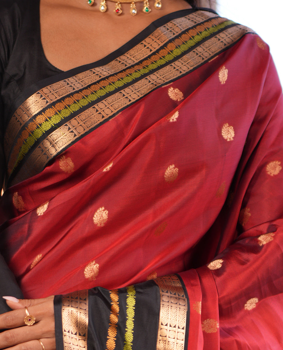 Araku-Black Mayil Buttas Vasundhara Lite Silk Mix Saree
